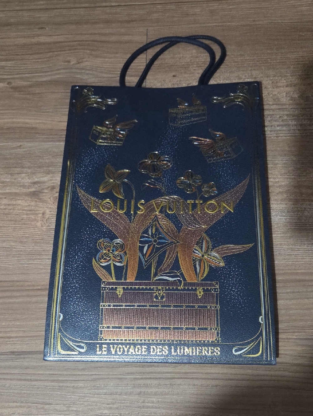 Louis Vuitton Navy Blue and Gold Holiday Edition Shopping Bag
